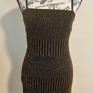 Francesca’s Black Ribbed sexy stretch Dress, adjustable straps